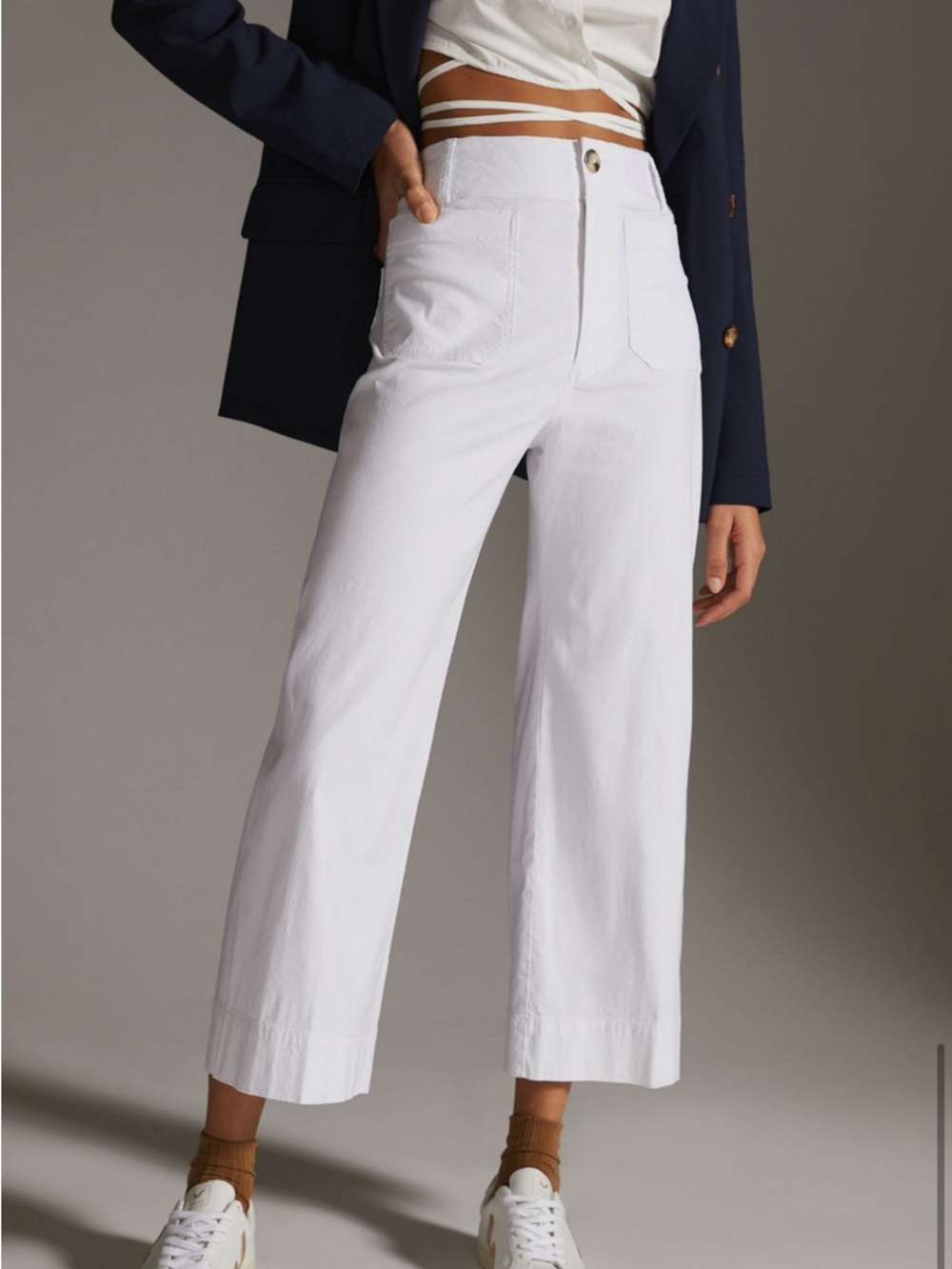 ANTHROPOLOGIE MAEVE | COLETTE CROPPED WIDE LEG PANTS | WHITE | SIZE 31
